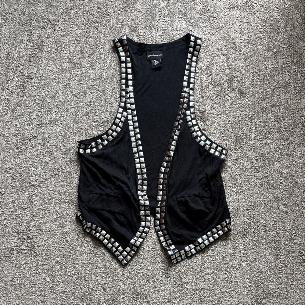 Central Park West Black and Silver Studded Tank Top